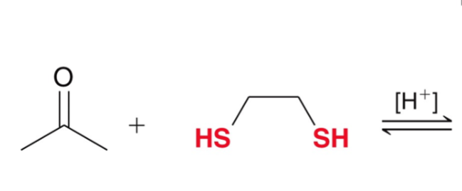 <p>ketone/aldehyde + vicinal thiol</p>