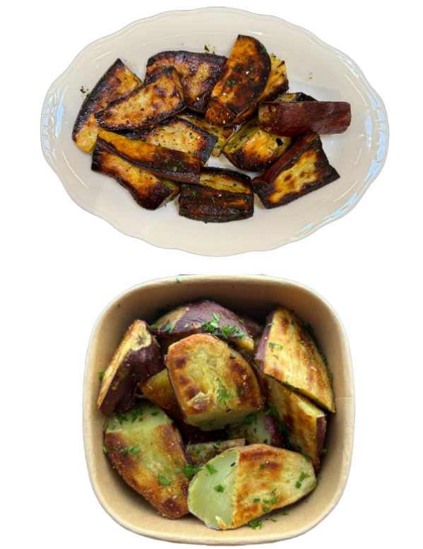 <p>Oven-roasted Japanese sweet potatoes, seasoned with our version of togarashi (a Japanese spice blend) for a hint of umami goodness.</p><p>Add side of Cashew Vinaigrette $1.95</p><p>Modification options: None</p><p>Allergens: Seeds, Sesame, Tree Nuts (in side dressing), Soy (in side dressing), Garlic</p>