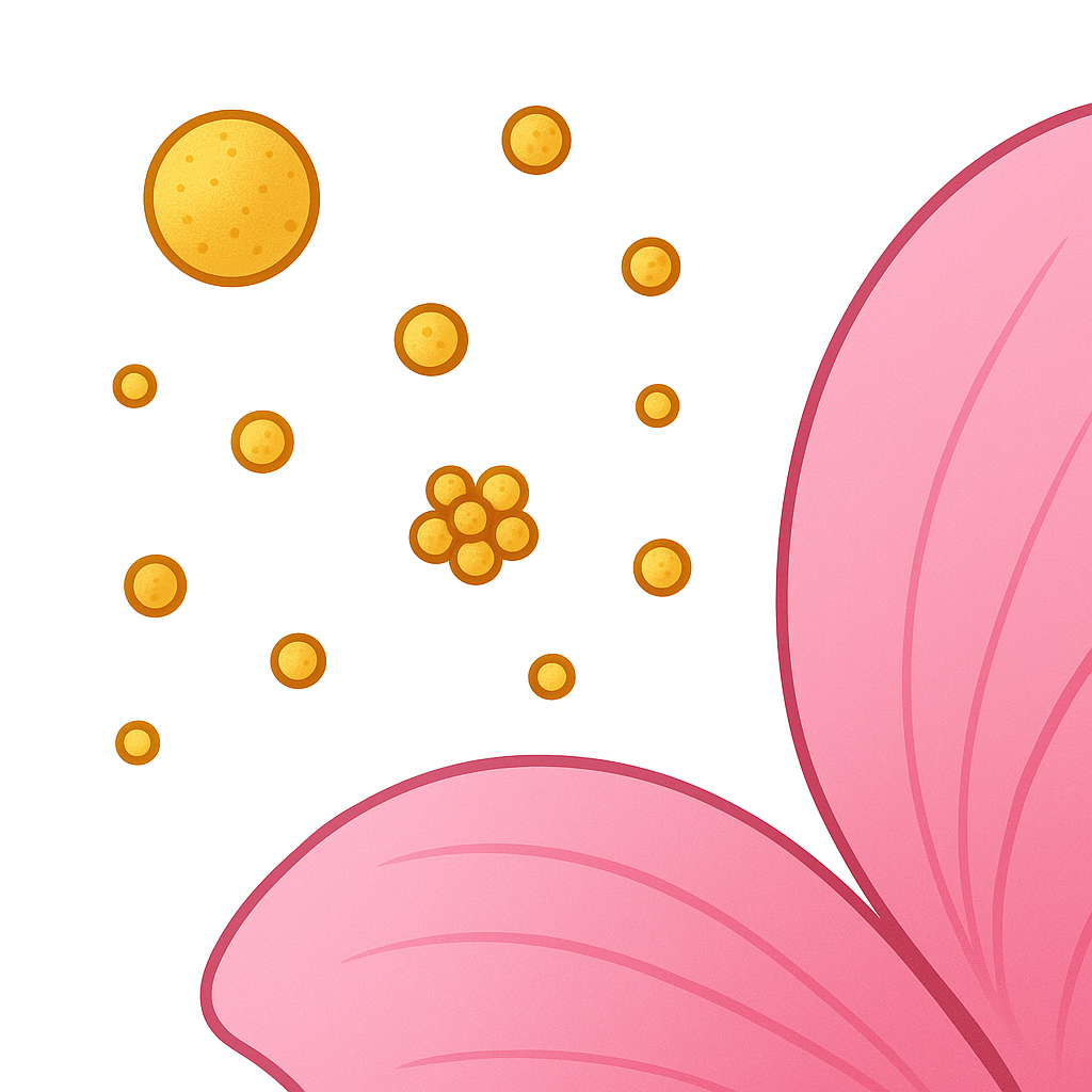 <p>A yellow powder that contains sperm cells for plant reproduction.</p>
