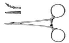 <p>curved/straight instruments, striated at the ends; used to clamp blood vessels to stop bleeding/grasp tissue</p>
