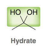<p>In the presence of water, a ketone/aldehyde is in equilibrium</p><p>with its hydrate</p>