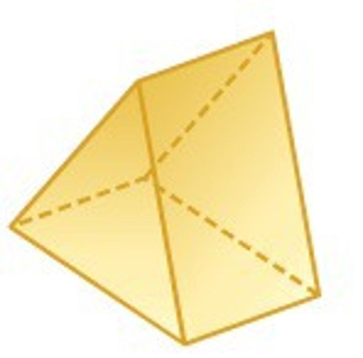 <p>a 3D solid with two triangular faces and 3 rectangular faces</p>