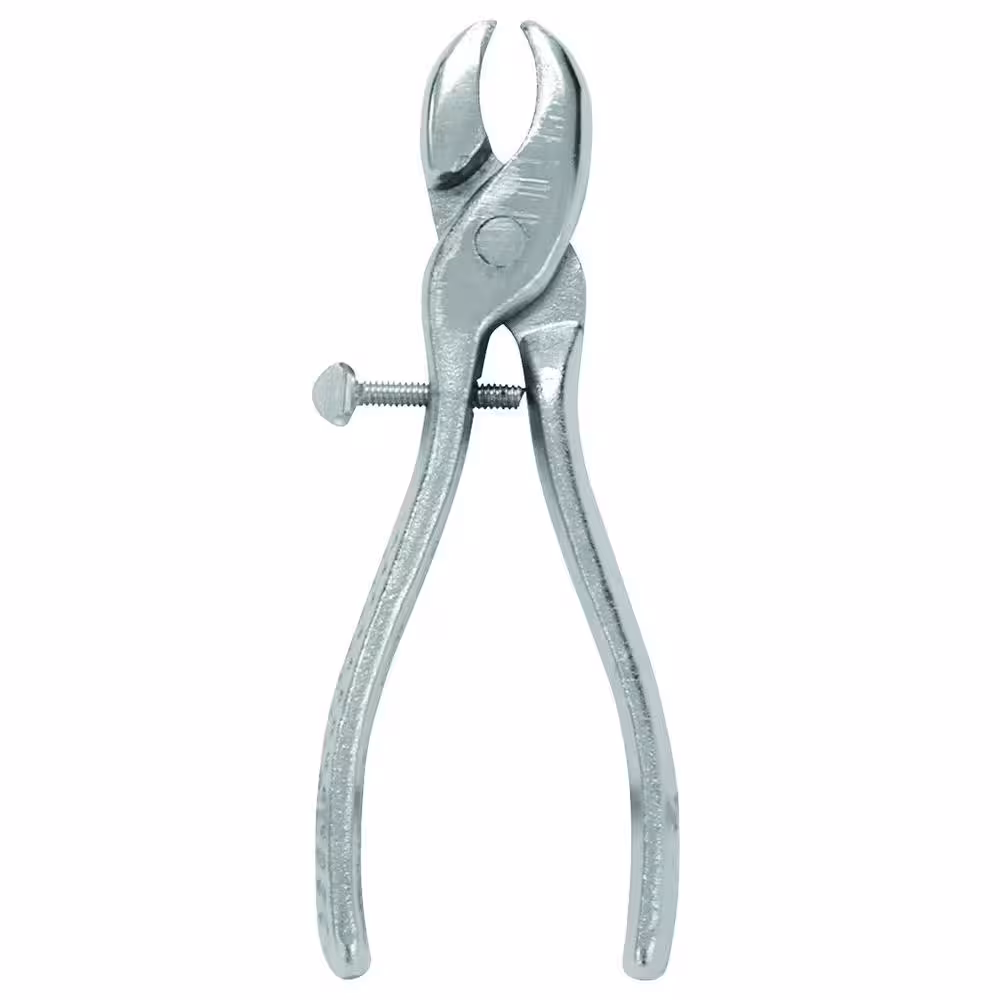 <p><span style="color: rgb(255, 255, 255);">Hand-operated tool with slotted jaws designed to hold and close metal rings, used for fastening wire mesh, fencing, and similar assembly applications securely.</span></p>