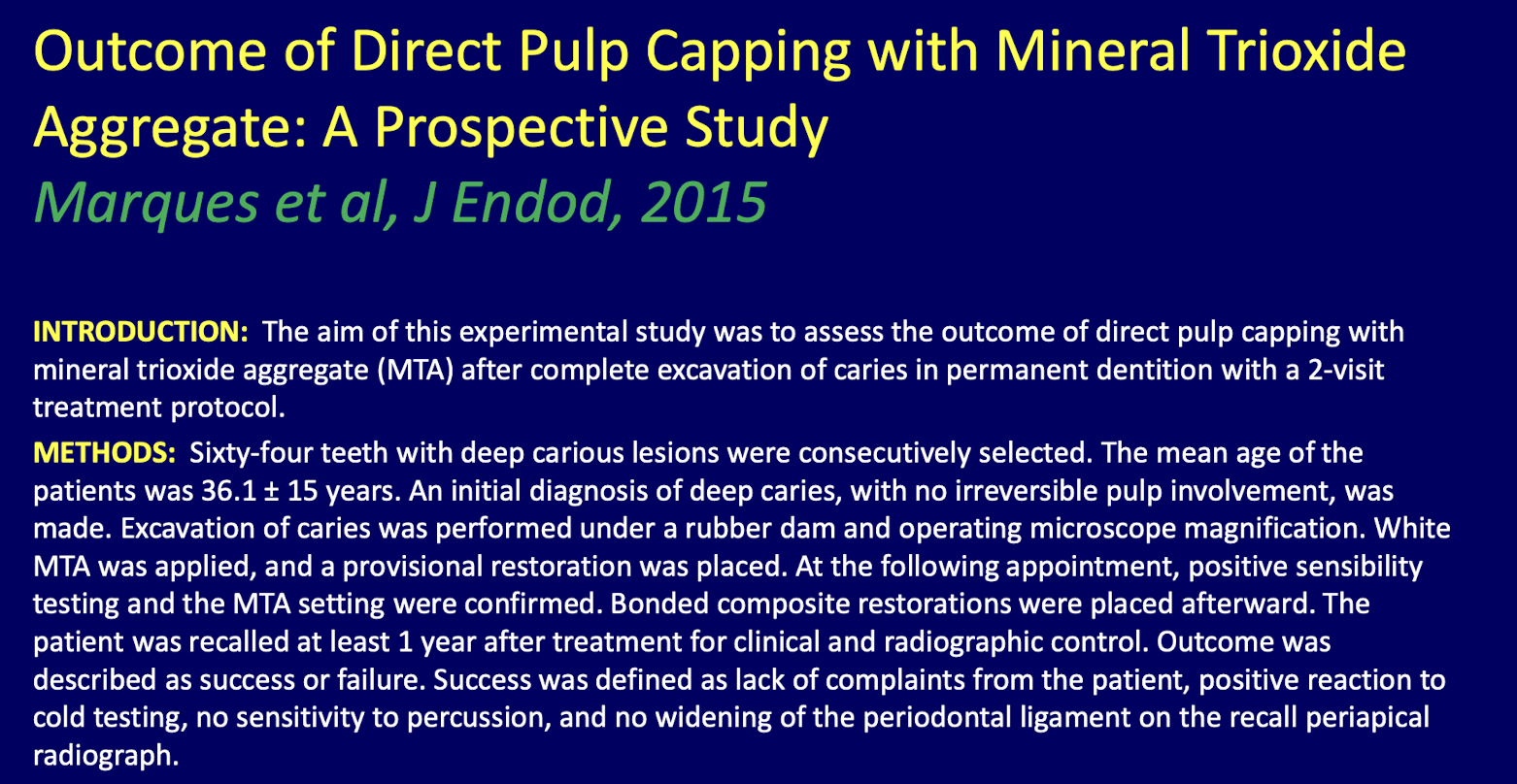 <p>direct pulp capping w MTA </p>
