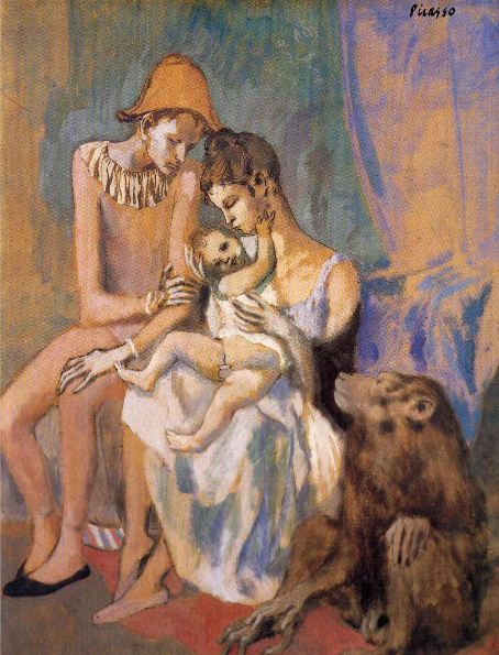 <p>la familia de saltimbanques con mono</p>