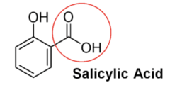 <p>Functional group: - Carboxylic acid </p><p>- phenol group</p><p>Solid</p><p>Impure -> white powder</p><p>Pure -> white, needle-shaped crystals</p>