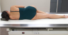 <p>recumbent oblique position w patient lying on left anterior side, right knee + thigh flexed + left arm extended down behind the back</p>
