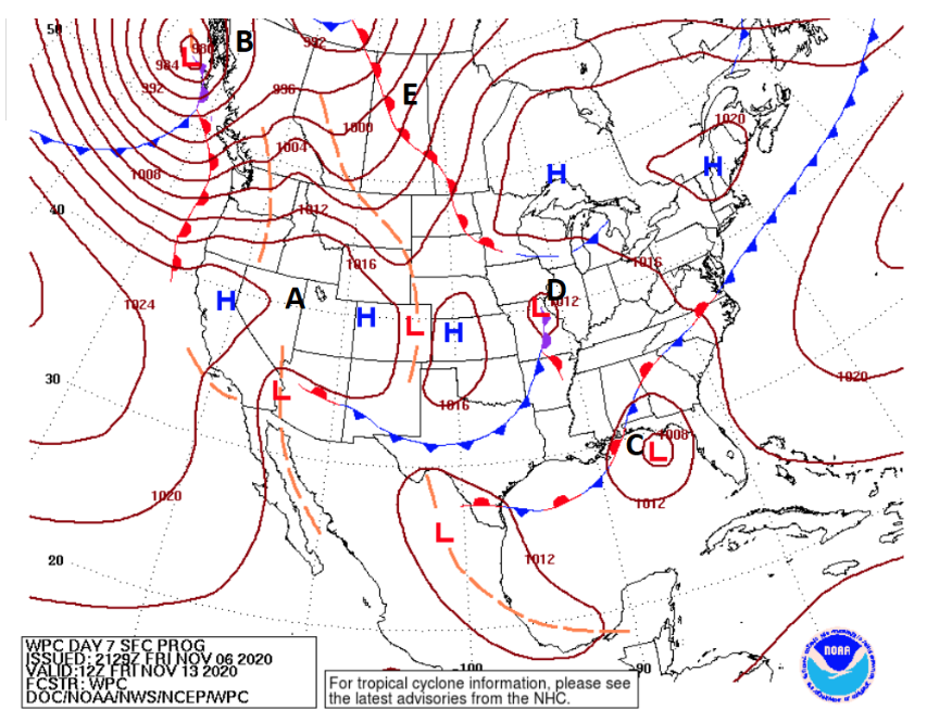 <p>Where would you expect heavy rain (choose all that apply)?</p>