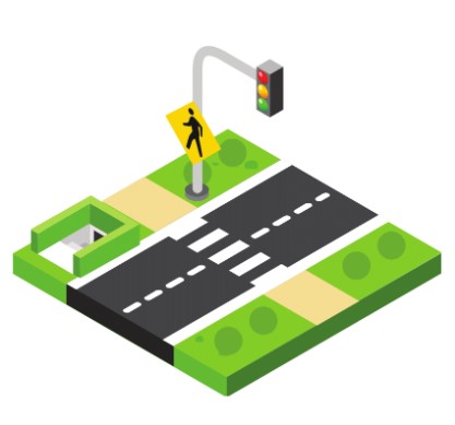 <p>a crossing with a traffic light</p>