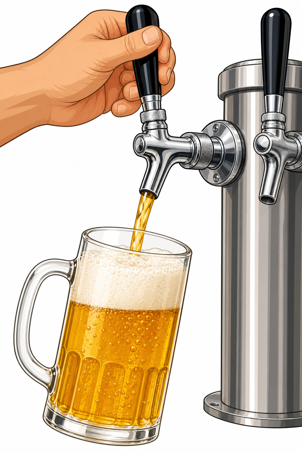 <p>Ein Bier vom Fass, bitte.</p>