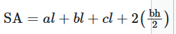 <ul><li><p>where <em>a, b, </em>and <em>c</em> are the sides of the base</p></li></ul><p></p>