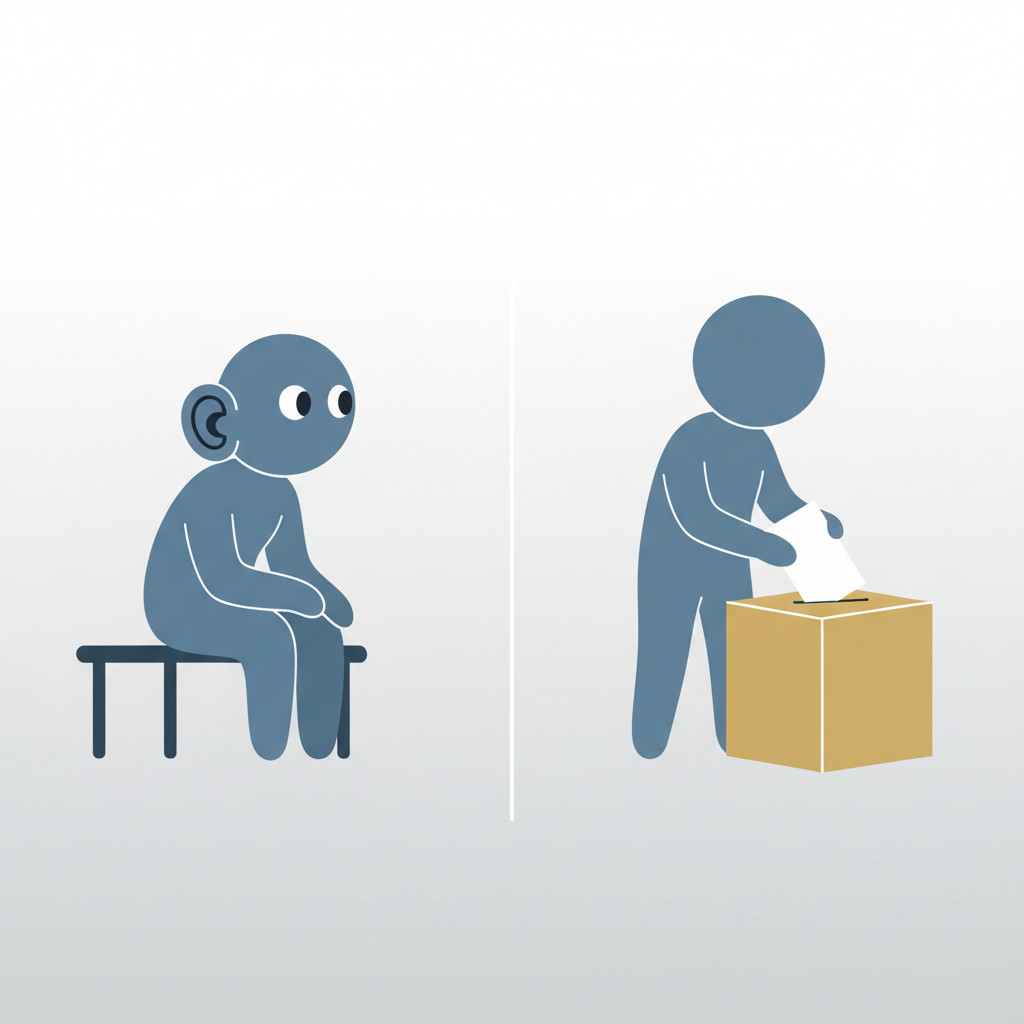 <p>Listening to campaign speeches and following news before an election.</p>