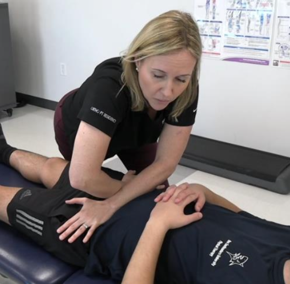 <p><strong>Purpose:</strong> Assess SIJ pain by stressing the anterior SI ligament</p><p></p><p><strong>How to Perform:</strong></p><ol><li><p>Patient supine</p></li><li><p>Cross arms and place palms on both ASISs</p></li><li><p>Push outward/laterally for 30 seconds</p></li></ol><p></p><p><strong>Positive Test: </strong>Reproduction of groin or SIJ pain anteriorly/posteriorly</p><p></p><p><strong>Interpretation: </strong>Highest specificity, so a positive test helps rule IN SIJ pain</p>