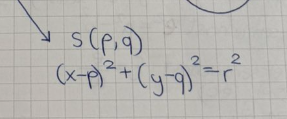 <p><span>(x - p)^2 + (y - q)^2 = r^2</span></p>