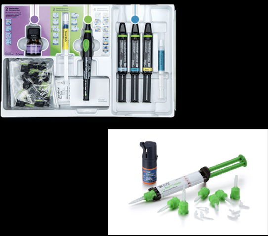 <ul><li><p>variolink esthetics DC (ivoclar vivadent) </p></li><li><p>relyx ultimate (3M ESPE) </p></li></ul><p></p>