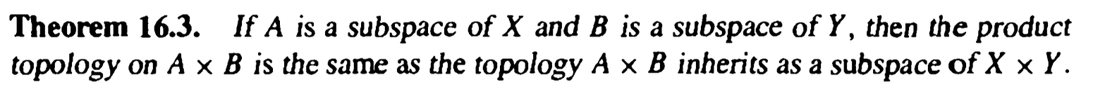 <p>Subspace Topology and Product Topology Theorem</p>
