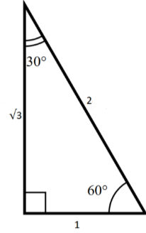 <p>The hypotenuse is 2x the smallest leg, while the longer leg is the square root of 3 by the smallest leg</p>
