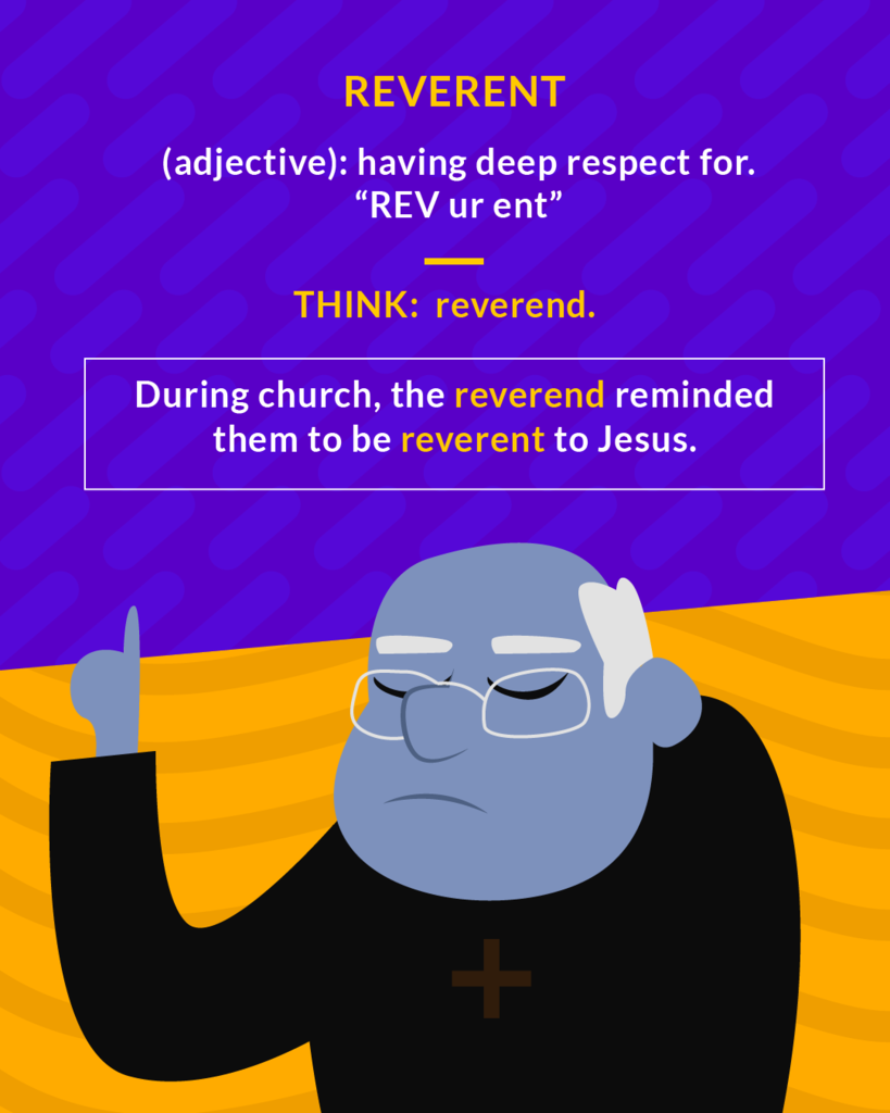 <p>feeling or showing deep and solemn respect</p><p>(adj.) having deep respect for</p>