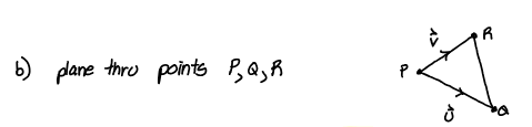 <p>equation of plane, where r<sub>0</sub> = …, u = …, v = …, n = …</p>