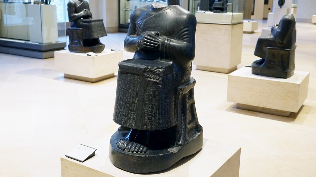 <p>2-16 Neo-Sumerian, Gudea with Temple</p><p>Plan, ca. 2100 BCE</p>