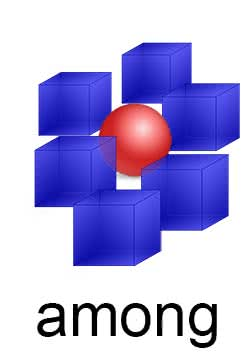 <ul><li><p><span>among (people)</span></p></li><li><p><span>between</span></p></li></ul><p></p>