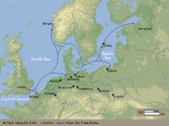 <p>a commercial and defensive league of many merchant guilds and their market towns that were made up of many German States against trade that prevented a lot of commerce for a time</p>