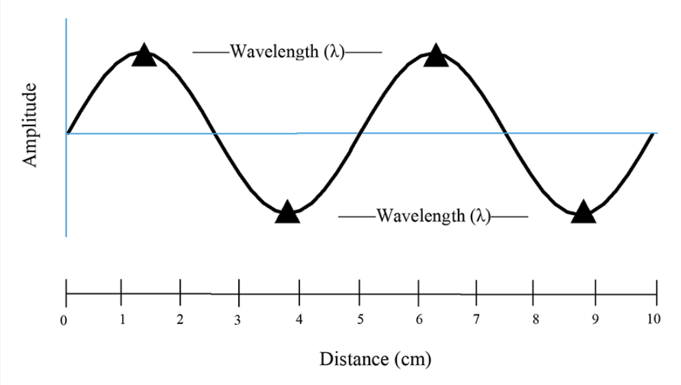 <p>The wavelength of the waveform depicted above is _____ cm.</p>