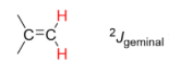 <p><strong><u>Complex Spin Multiplicity in Tri-Substituted Alkene System </u></strong></p><ul><li><p>2J geminal = _____</p></li></ul><p></p>