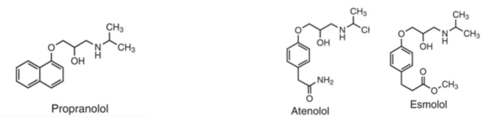<p>What class of drugs are these apart of? Which one is non-selective? Which one is selective? </p>