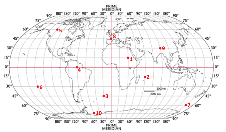 <p>What is the coordinate for #8</p>