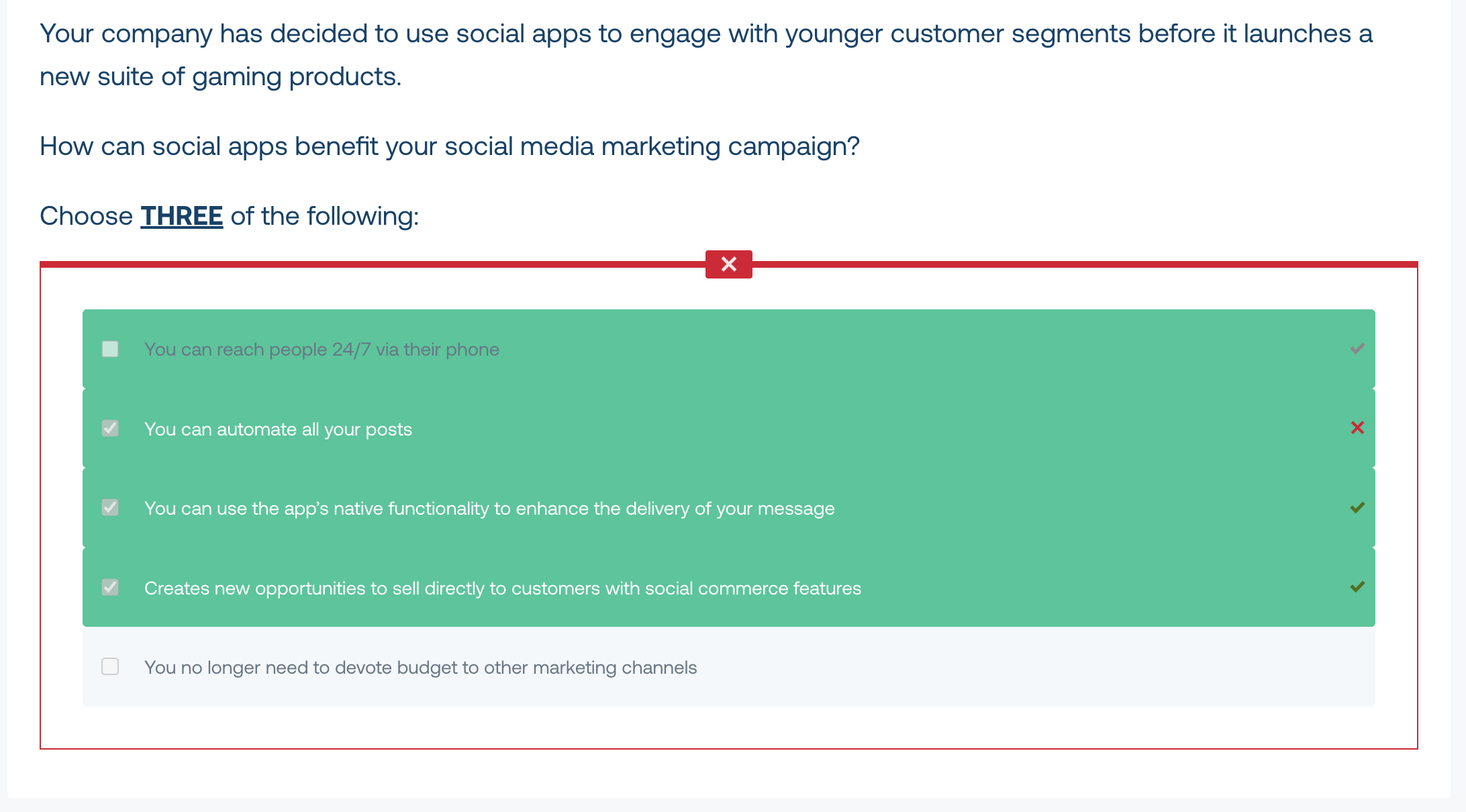 <p>You can reach people 24/7<br>You can use the apps native functionality to enhance the delivery of your message<br>Creates new opportunities to sell directly to customers with social commerce features</p>