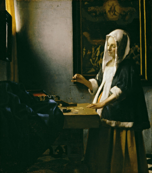 <p>Woman Holding a Balance, 1664</p>