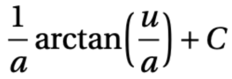 <p>(1/a) arctan (u/a) + C</p>