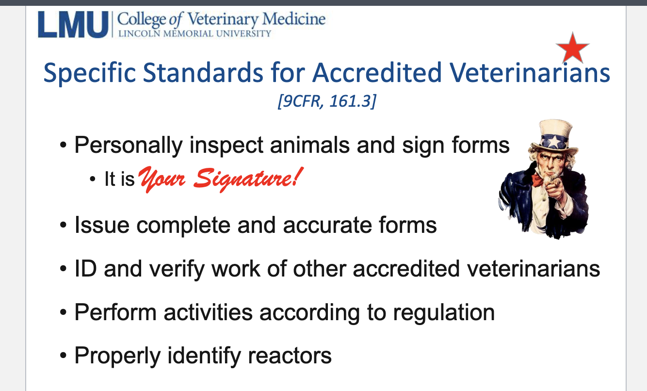 <p>standards for accredited vets </p>