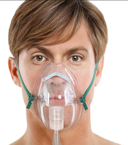 <ul><li><p><span><span>Delivers supplemental O2 mixed with RA</span></span></p></li></ul><ul><li><p><span><span>Mask capacity is limited but does allow for the collection of O2 about the nose and mouth</span></span></p></li><li><p><span><span>Fio2 - 40 to 60%</span></span></p></li></ul><p></p>