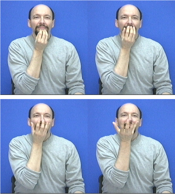 <p><span>The sign for "warm" starts in the same handshape as the sign for FOOD. It is a "modified O" hand. Think of your warm breath rising upward in the wintertime. </span></p>