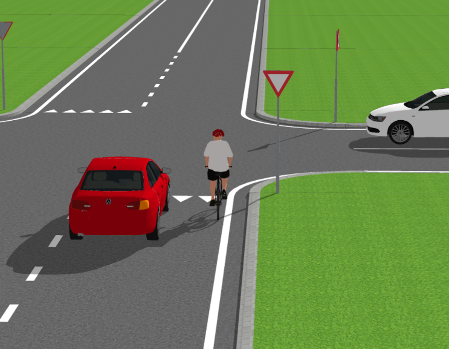 <p>In welke volgorde mogen deze weggebruikers het kruispunt oprijden?</p>