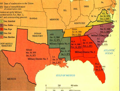 <p>the period after the Civil War in the United States when the southern states were reorganized and reintegrated into the Union</p>