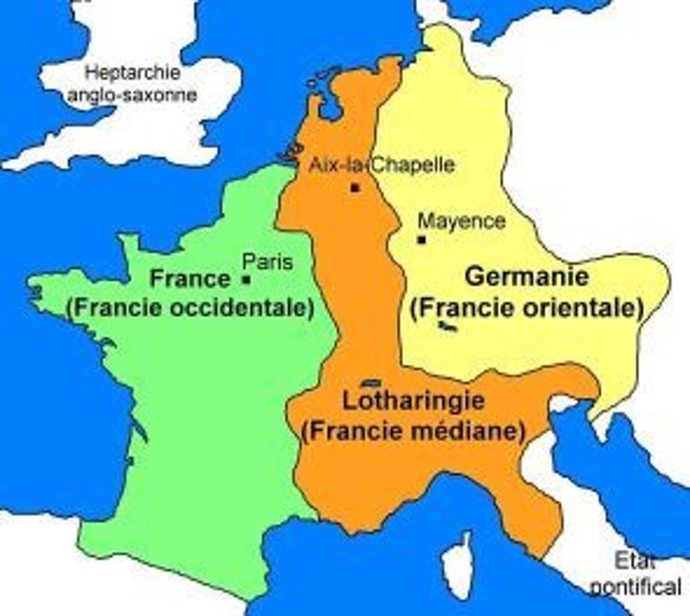 <p>A treaty that divided up the Holy Roman Empire into 3 regions for Charlemagne grandsons</p>