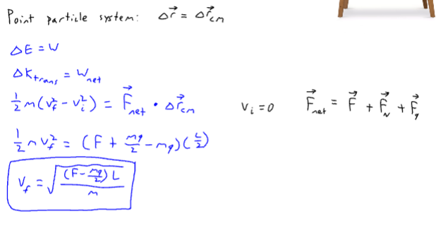 <p>set up point particle system, remember to include contact force in net force</p>