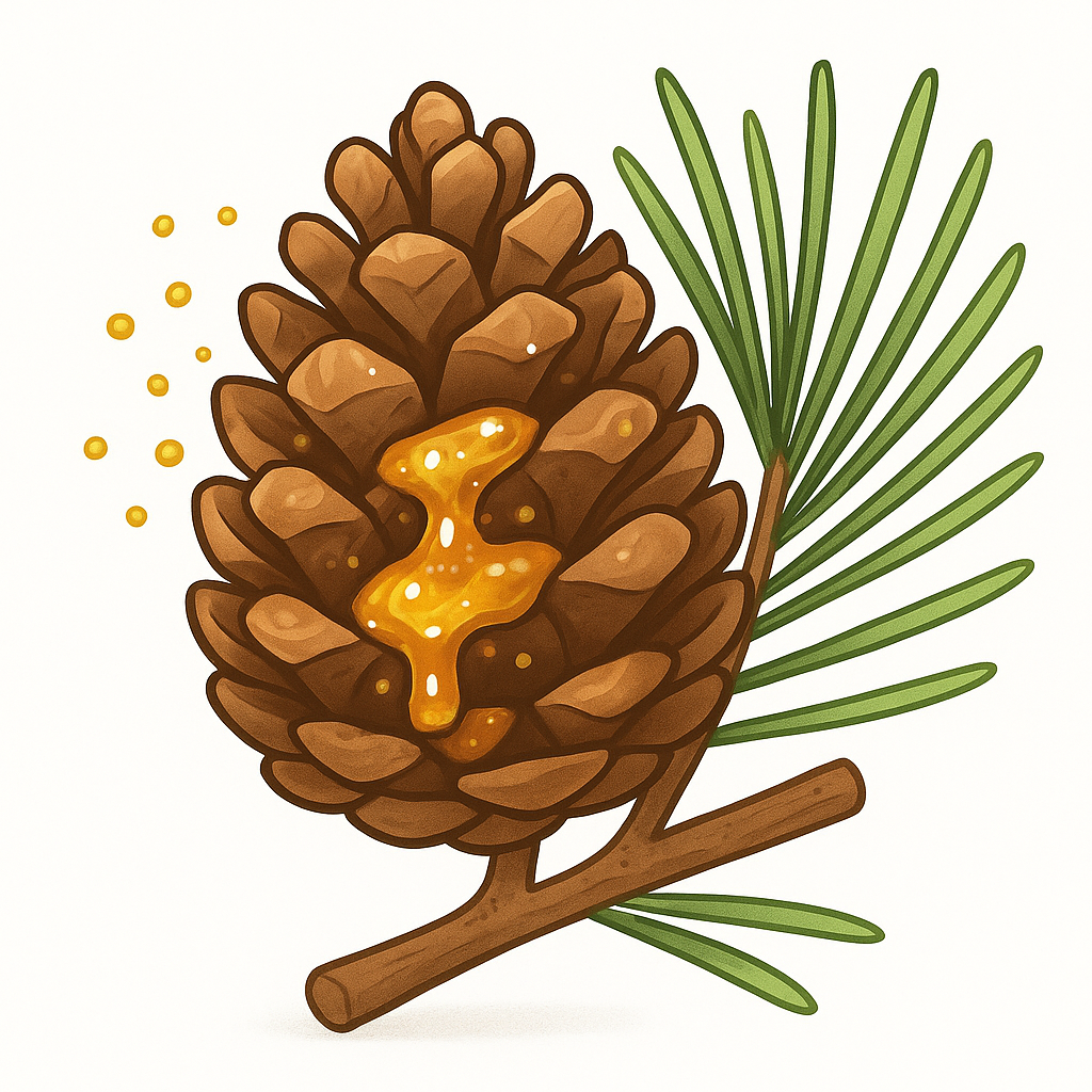 <p>The type of conifer cone that produces a sticky fluid to catch pollen.</p>