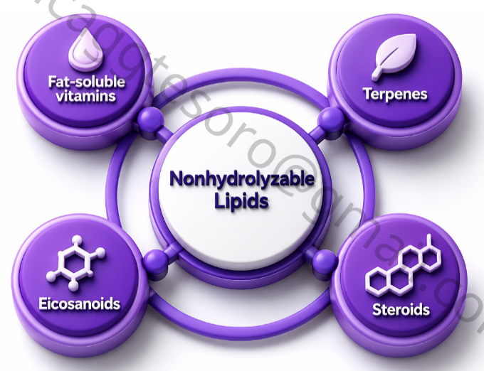 <ol><li><p>Fat-soluble vitamins</p></li><li><p>Eicosanoids</p></li><li><p>Terpenes</p></li><li><p>Steroids</p></li></ol><p></p>
