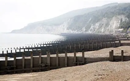 <ul><li><p>Hard engineering</p></li><li><p>Timber or rock structures out to sea that trap sediment transported by LSD and slow wave erosion</p></li><li><p>Adv : cheap and sustainable</p></li><li><p>Dis : increased erosion by sediment and unnatural look</p></li></ul><p></p>