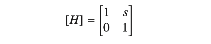 <p>force applied to rectangle causing it to deform into parallelogram </p>