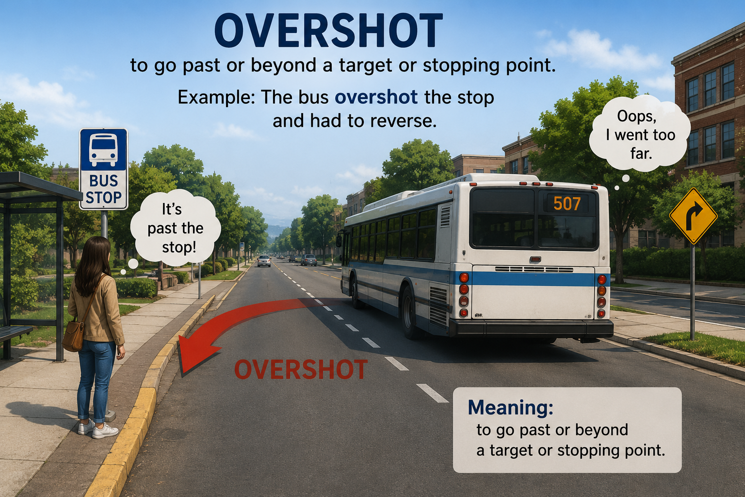<p>Overshot (verb)</p>