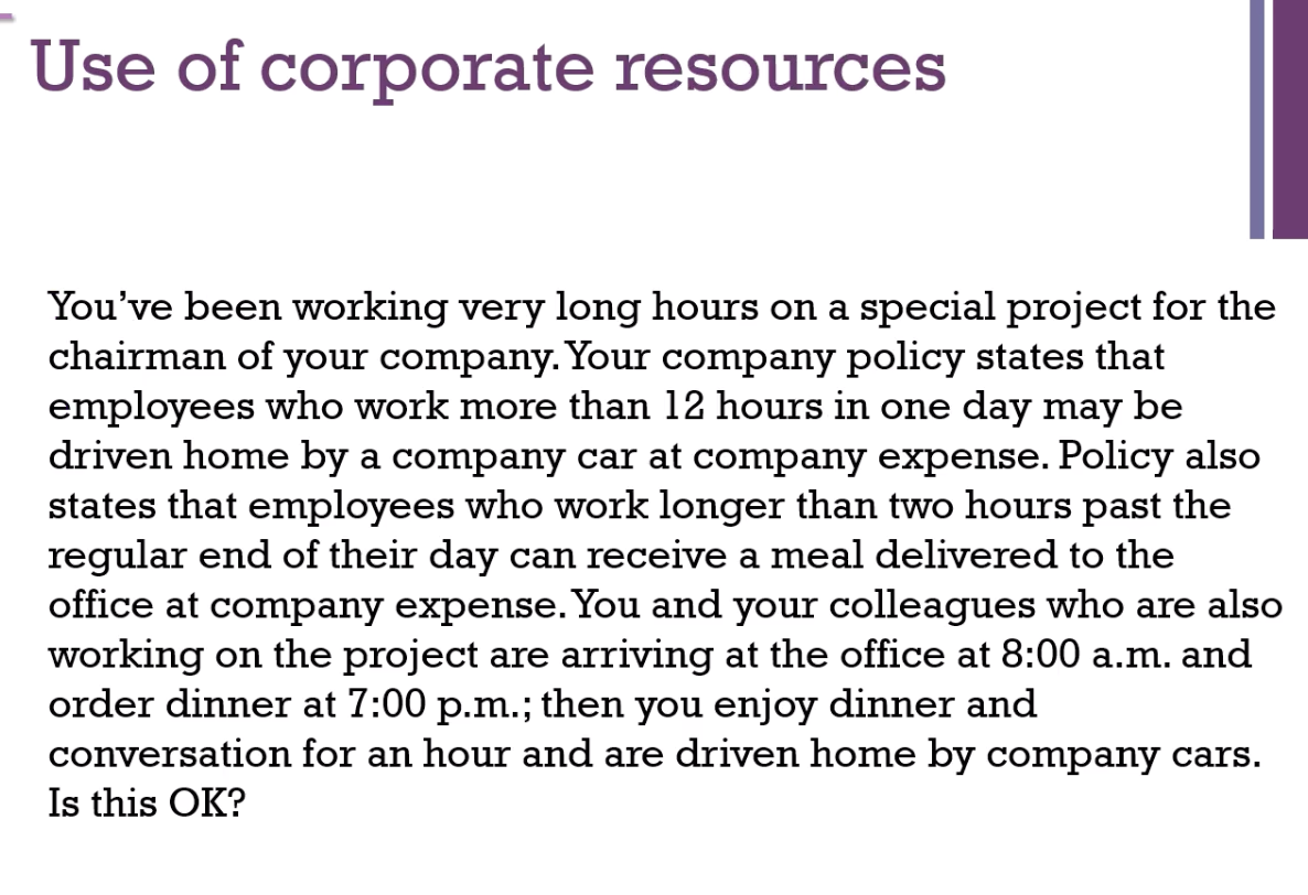 <p>What use of corporate resources is this? and why? is this ok?</p>
