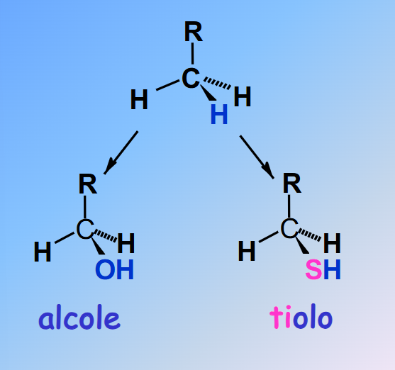<p>Composti chimici organici simili agli alcoli in ci l’atiomo di ossigeno del gruppo ossidrilico (-OH) è sostituito con un atomo di zolfo (-SH). Hanno formula R-SH e gruppo funzionale solfidrilico o solfanile.</p>