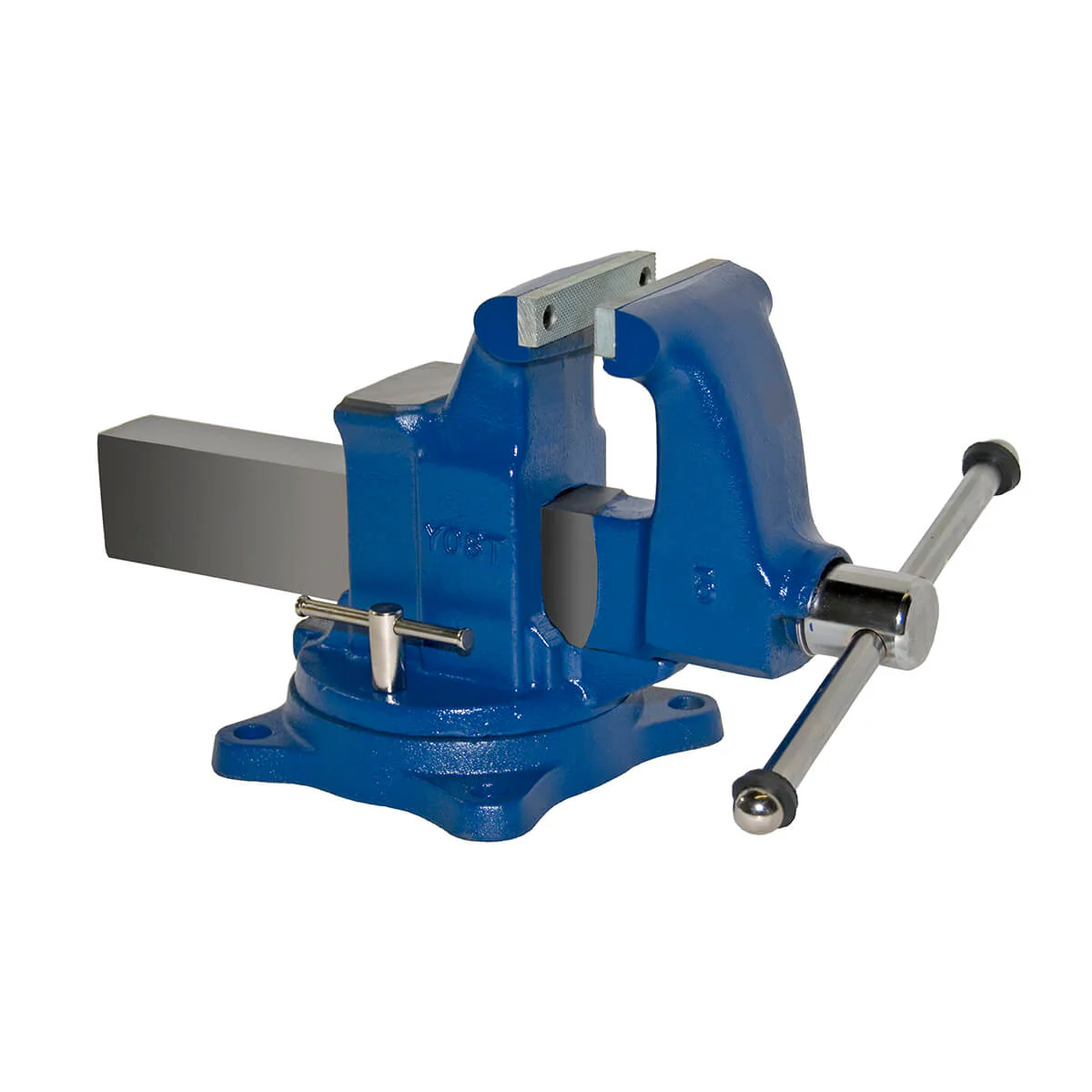 <p><span style="color: rgb(255, 251, 251);">Bench-mounted clamping device with a swivel base and replaceable jaws, designed to securely hold metal workpieces for machining, cutting, and assembly, not for hammering or bending.</span></p>