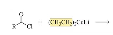 <p>Reaction of an acyl chloride with an organocuprate forms a…</p>