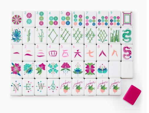 <p>Bold layers of hot pink, soft blush, and fresh green; lively, high-energy feel.</p>